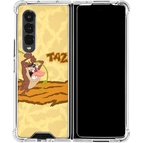 Looney Tunes Tasmanian Devil Rope Swing Galaxy Z Fold4 5G Clear Case