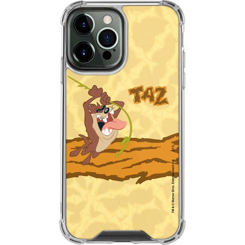Looney Tunes Tasmanian Devil Rope Swing iPhone 14 Pro Max Clear Case