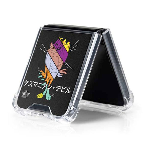 Looney Tunes Tasmanian Devil Sliced Juxtapose Galaxy Z Flip5 5G Clear Case