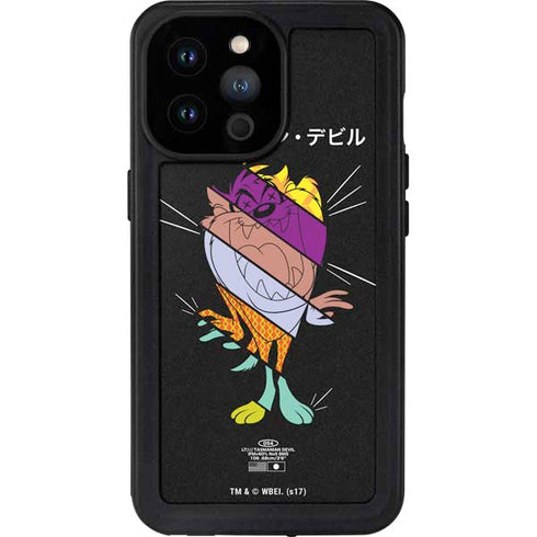 Looney Tunes Tasmanian Devil Sliced Juxtapose iPhone 14 Pro Max Waterproof Case