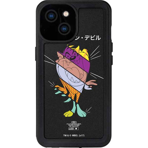Looney Tunes Tasmanian Devil Sliced Juxtapose iPhone 15 Waterproof Case