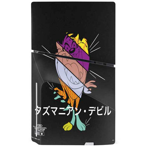 Looney Tunes Tasmanian Devil Sliced Juxtapose PS5 Slim Disk Console Skin