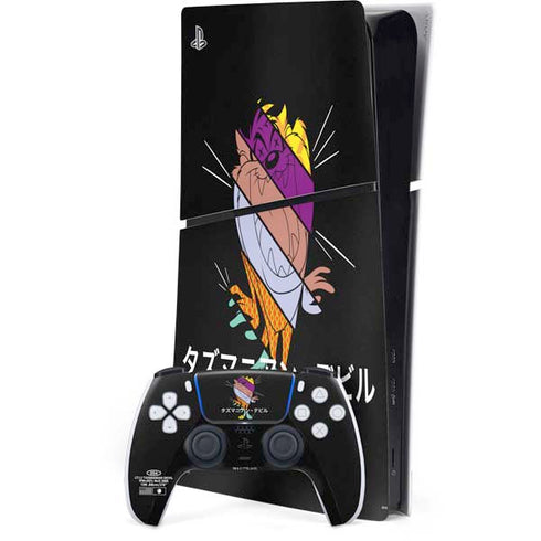 Looney Tunes Tasmanian Devil Sliced Juxtapose PS5 Slim Digital Edition Console Skin