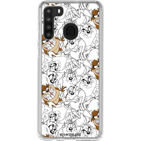 Looney Tunes Tasmanian Devil Super Sized Pattern Galaxy A21 Clear Case
