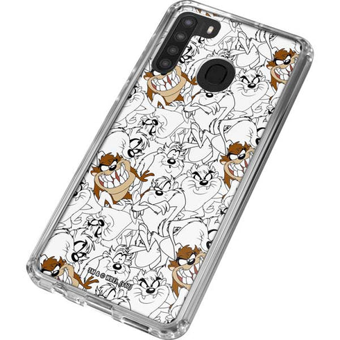 Looney Tunes Tasmanian Devil Super Sized Pattern Galaxy A21 Clear Case