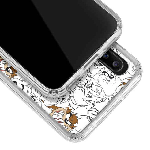 Looney Tunes Tasmanian Devil Super Sized Pattern Galaxy A30 Clear Case