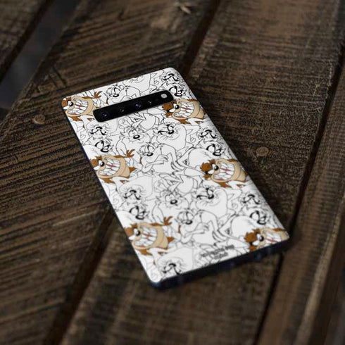 Looney Tunes Tasmanian Devil Super Sized Pattern Galaxy S10 Skin