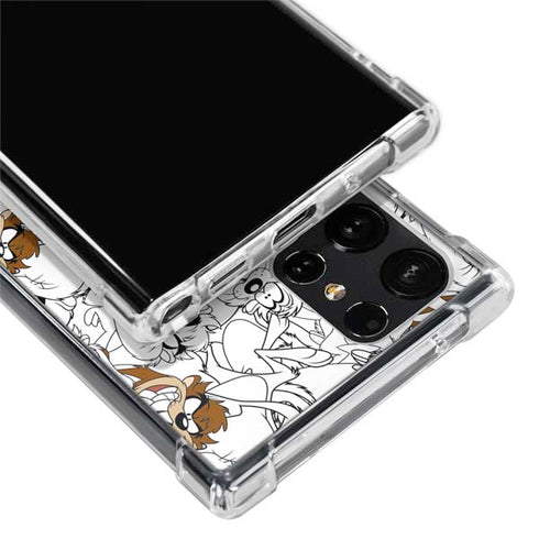 Looney Tunes Tasmanian Devil Super Sized Pattern Galaxy S24 Ultra Clear Case