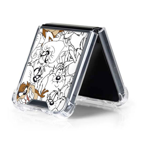Looney Tunes Tasmanian Devil Super Sized Pattern Galaxy Z Flip5 5G Clear Case