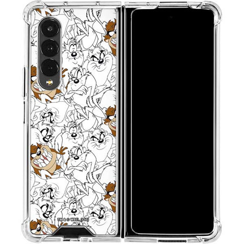 Looney Tunes Tasmanian Devil Super Sized Pattern Galaxy Z Fold4 5G Clear Case