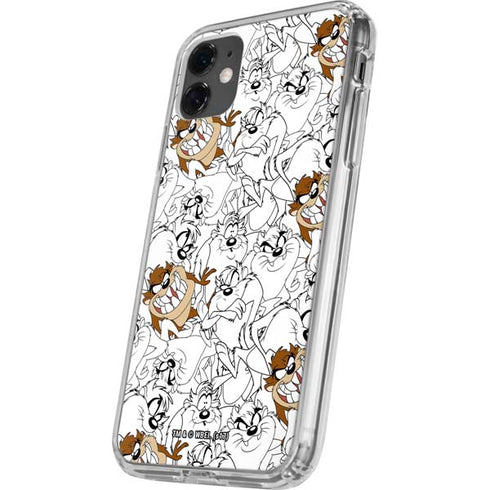 Looney Tunes Tasmanian Devil Super Sized Pattern iPhone 11 Clear Case