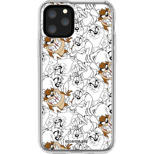 Looney Tunes Tasmanian Devil Super Sized Pattern iPhone 11 Pro Clear Case