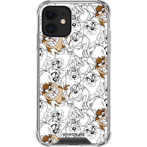 Looney Tunes Tasmanian Devil Super Sized Pattern iPhone 12 Clear Case
