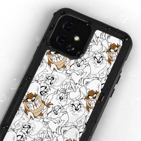 Looney Tunes Tasmanian Devil Super Sized Pattern iPhone 12 Mini Waterproof Case