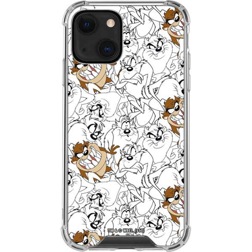 Looney Tunes Tasmanian Devil Super Sized Pattern iPhone 13 Mini Clear Case