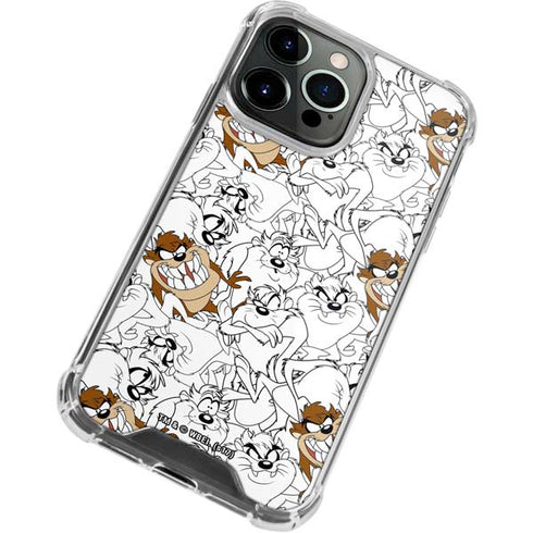 Looney Tunes Tasmanian Devil Super Sized Pattern iPhone 13 Pro Max Clear Case
