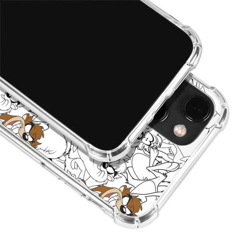 Looney Tunes Tasmanian Devil Super Sized Pattern iPhone 14 Clear Case