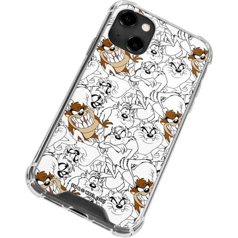 Looney Tunes Tasmanian Devil Super Sized Pattern iPhone 14 Clear Case