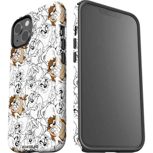 Looney Tunes Tasmanian Devil Super Sized Pattern iPhone 14 Plus Impact Case