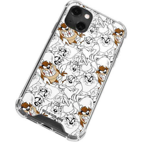 Looney Tunes Tasmanian Devil Super Sized Pattern iPhone 14 Plus Clear Case