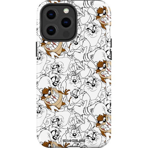 Looney Tunes Tasmanian Devil Super Sized Pattern iPhone 14 Pro Max Impact Case