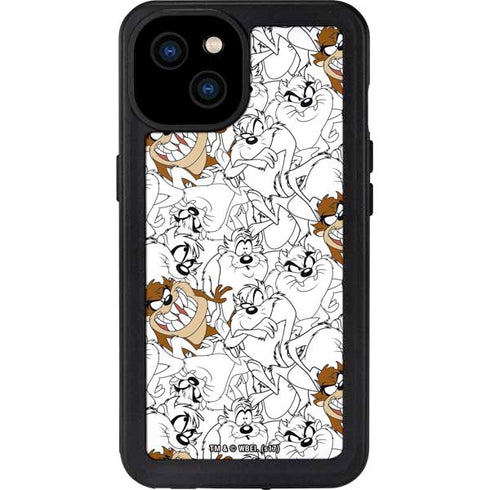 Looney Tunes Tasmanian Devil Super Sized Pattern iPhone 15 Plus Waterproof Case