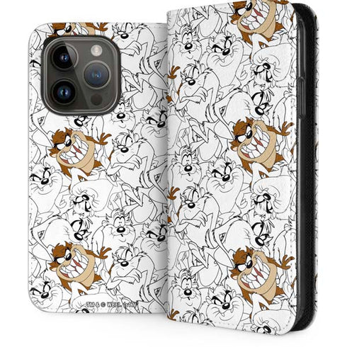 Looney Tunes Tasmanian Devil Super Sized Pattern iPhone 15 Pro Folio Case