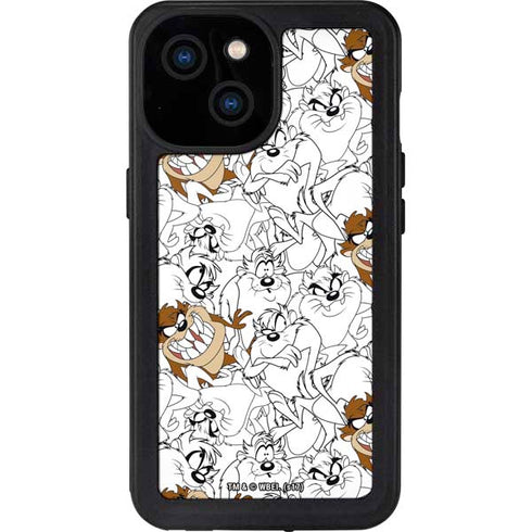 Looney Tunes Tasmanian Devil Super Sized Pattern iPhone 15 Waterproof Case