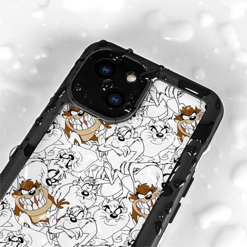 Looney Tunes Tasmanian Devil Super Sized Pattern iPhone 15 Waterproof Case
