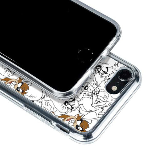 Looney Tunes Tasmanian Devil Super Sized Pattern iPhone SE (2nd & 3rd Gen) Clear Case