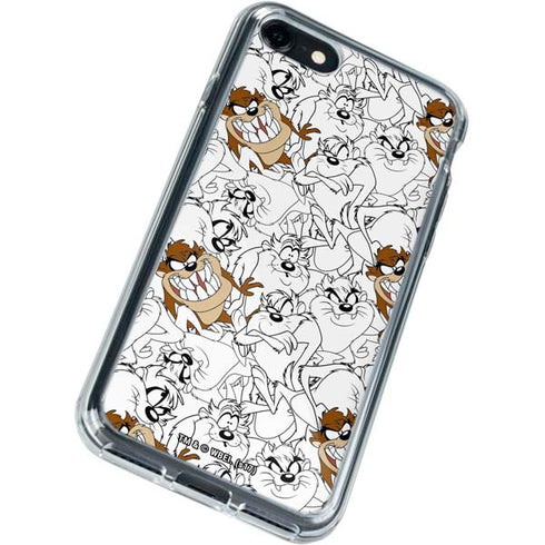 Looney Tunes Tasmanian Devil Super Sized Pattern iPhone SE (2nd & 3rd Gen) Clear Case
