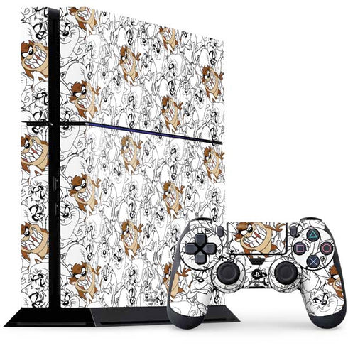 Looney Tunes Tasmanian Devil Super Sized Pattern PS4 Console and Controller Bundle Skin