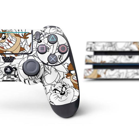 Looney Tunes Tasmanian Devil Super Sized Pattern PS4 Pro Bundle Skin