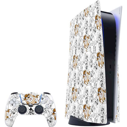 Looney Tunes Tasmanian Devil Super Sized Pattern PS5 Bundle Skin
