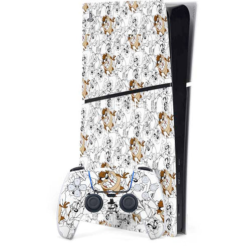 Looney Tunes Tasmanian Devil Super Sized Pattern PS5 Slim Digital Edition Bundle Skin