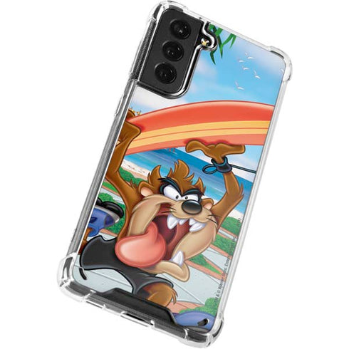 Looney Tunes Tasmanian Devil Surfboard Galaxy S21 Plus 5G Clear Case