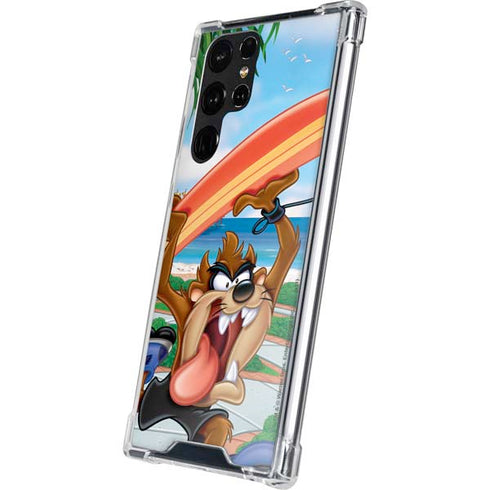 Looney Tunes Tasmanian Devil Surfboard Galaxy S22 Ultra Clear Case