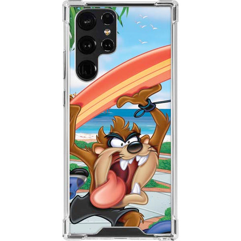 Looney Tunes Tasmanian Devil Surfboard Galaxy S24 Ultra Clear Case