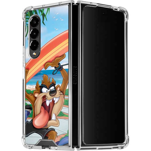 Looney Tunes Tasmanian Devil Surfboard Galaxy Z Fold4 5G Clear Case