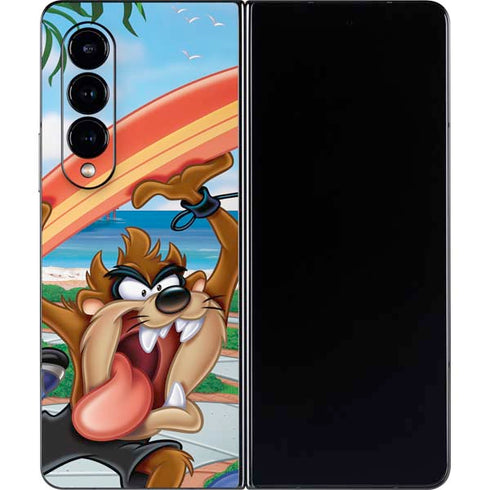 Looney Tunes Tasmanian Devil Surfboard Galaxy Z Fold4 5G Skin
