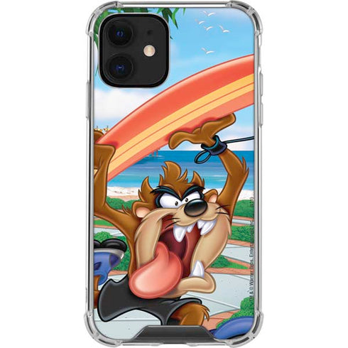 Looney Tunes Tasmanian Devil Surfboard iPhone 12 Clear Case