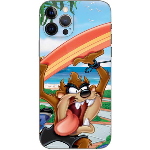 Looney Tunes Tasmanian Devil Surfboard iPhone 12 Pro Skin