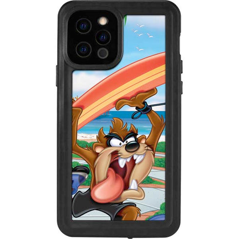 Looney Tunes Tasmanian Devil Surfboard iPhone 12 Pro Waterproof Case