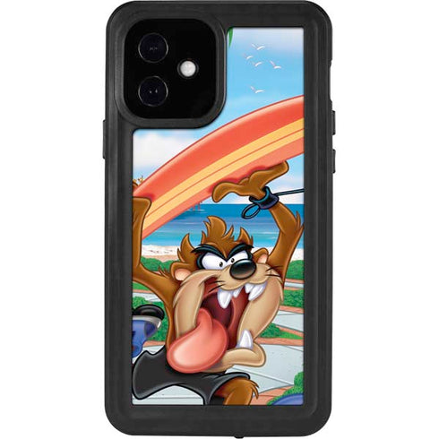 Looney Tunes Tasmanian Devil Surfboard iPhone 12 Waterproof Case