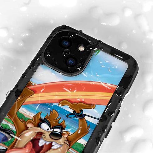 Looney Tunes Tasmanian Devil Surfboard iPhone 13 Mini Waterproof Case
