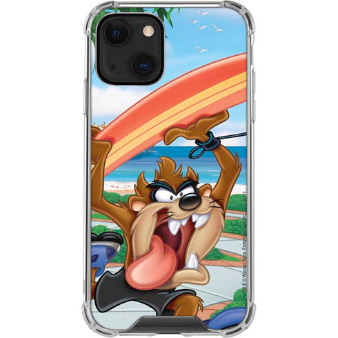 Looney Tunes Tasmanian Devil Surfboard iPhone 14 Clear Case