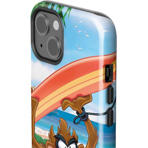 Looney Tunes Tasmanian Devil Surfboard iPhone 15 Plus Impact Case