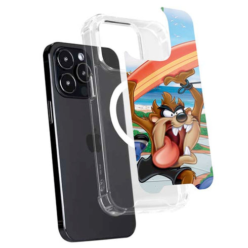 Looney Tunes Tasmanian Devil Surfboard iPhone 15 Pro MagSafe Case