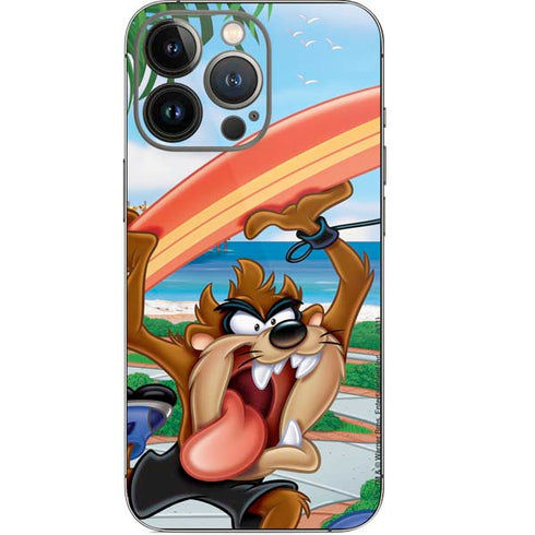 Looney Tunes Tasmanian Devil Surfboard iPhone 14 Pro Skin