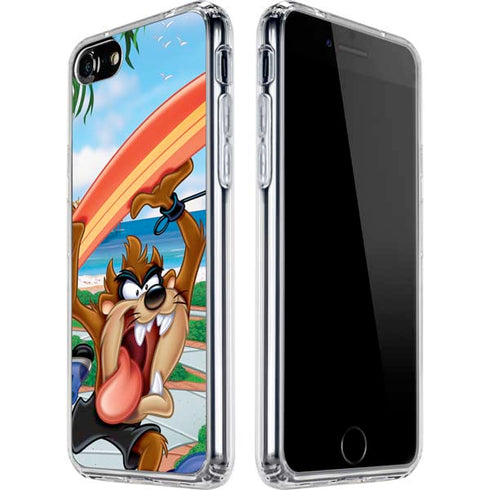 Looney Tunes Tasmanian Devil Surfboard iPhone SE (2nd & 3rd Gen) Clear Case